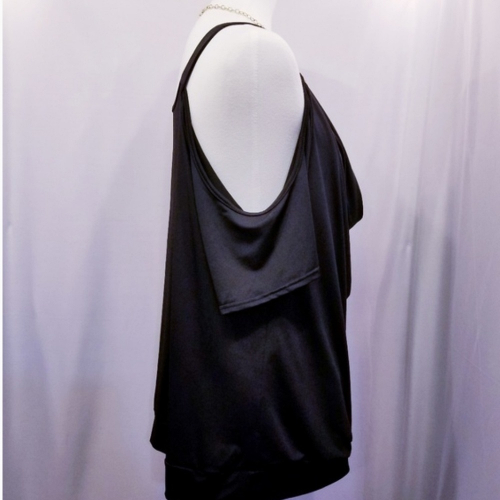 Cold Shoulder Blouse Draped Lace V Neck - Picture 6 of 8